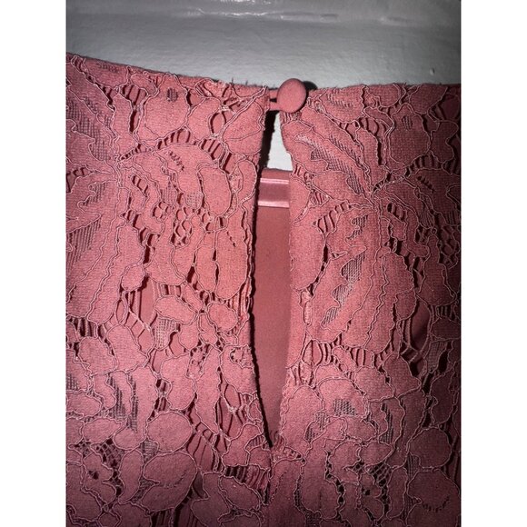 Laundry By Shelli Segal Pink Mauve Lace Bell Sleeve Top Shirt Blouse Large Boho - Picture 7 of 13